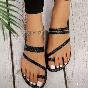 Black Braided Sandal Size 7.5 Never worn